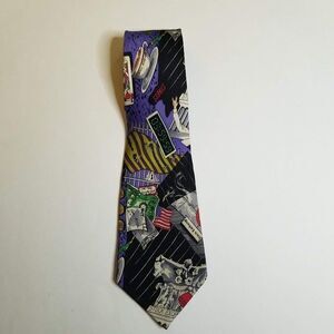 Nicole Miller Tie New York Stock Exchange Nasdaq Vintage 100% Silk 1992